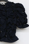 SHUSHUTONG pleated top aw21to05 dark blue